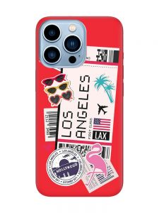 Матовий червоний чохол на Apple iPhone 13 Pro Max :: Подорожі. Лос-Анджелес (принт 328)