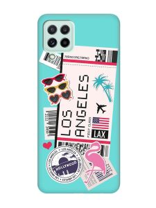 Матовий бірюзовий чохол на Samsung Galaxy A22 4G/ M32/ M22 :: Подорожі. Лос-Анджелес (принт 328)