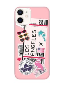 Матовий рожевий чохол на Apple iPhone 12 / 12 Pro (6.1) :: Подорожі. Лос-Анджелес (принт 328)