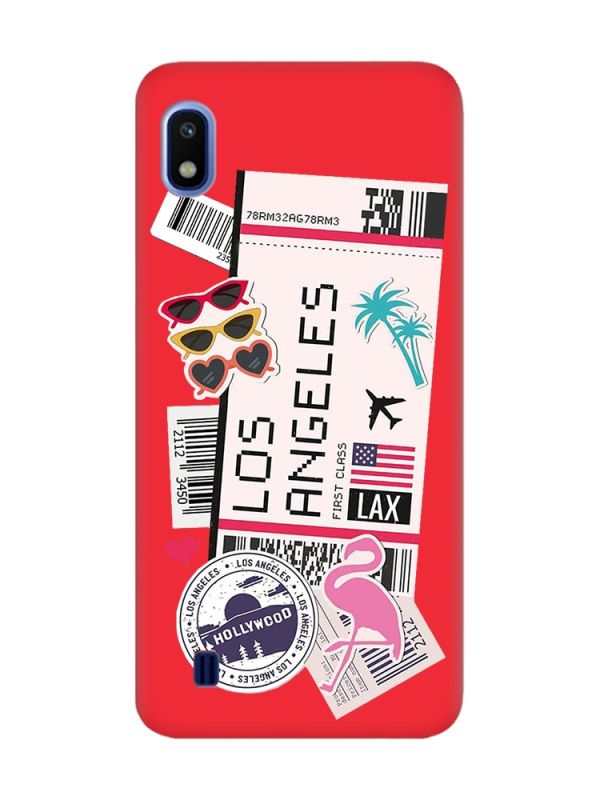 Матовий червоний чохол на Samsung Galaxy A10 (2019) A105 :: Подорожі. Лос-Анджелес (принт 328)