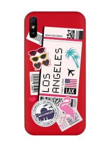 Матовий червоний чохол на Xiaomi Redmi 9A :: Подорожі. Лос-Анджелес (принт 328)