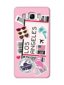 Матовий рожевий чохол на Samsung Galaxy J7(2016) J710 :: Подорожі. Лос-Анджелес (принт 328)
