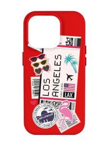 Матовий червоний чохол на Apple iPhone 14 Pro Max :: Подорожі. Лос-Анджелес (принт 328)