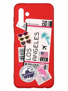 Матовий червоний чохол на Samsung A13 4G :: Подорожі. Лос-Анджелес (принт 328)
