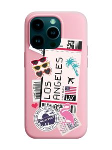 Матовий рожевий чохол на Apple iPhone 14 Pro :: Подорожі. Лос-Анджелес (принт 328)