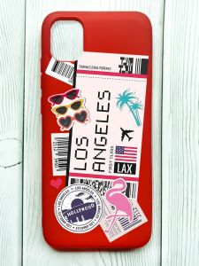 Матовий червоний чохол на Samsung Galaxy A04E/A042 :: Подорожі. Лос-Анджелес (принт 328)