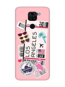 Матовий рожевий чохол на Xiaomi Redmi Note 9 :: Подорожі. Лос-Анджелес (принт 328)