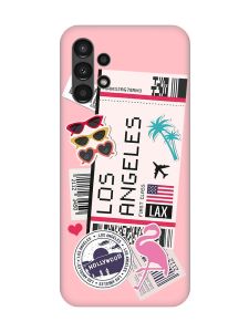 Матовий рожевий чохол на Samsung A13 4G :: Подорожі. Лос-Анджелес (принт 328)