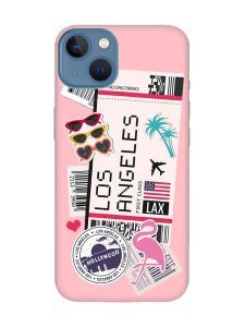 Матовий рожевий чохол на Apple iPhone 13 :: Подорожі. Лос-Анджелес (принт 328)