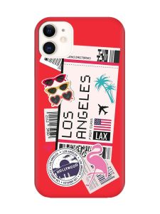 Матовий червоний чохол на Apple iPhone 11 (6.1) :: Подорожі. Лос-Анджелес (принт 328)