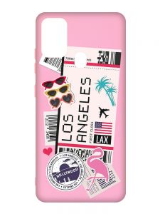 Матовий рожевий чохол на Samsung Galaxy M30s/M21 :: Подорожі. Лос-Анджелес (принт 328)