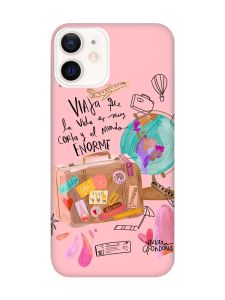 Матовий рожевий чохол на Apple iPhone 12 / 12 Pro (6.1) :: Настрій подорожувати (принт 329)