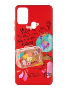 Матовий червоний чохол на Samsung Galaxy M30s/M21 :: Настрій подорожувати (принт 329)