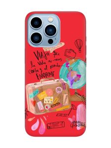 Матовий червоний чохол на Apple iPhone 13 Pro Max :: Настрій подорожувати (принт 329)