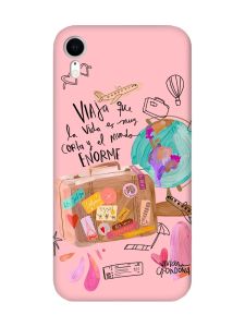 Матовий рожевий чохол на Apple iPhone XR :: Настрій подорожувати (принт 329)