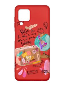 Матовий червоний чохол на Samsung Galaxy A22 4G/M32/M22 :: Настрій подорожувати (принт 329)