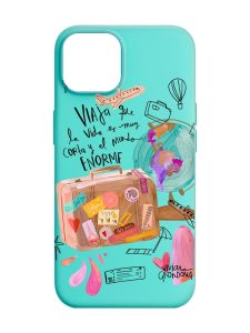 Матовий бірюзовий чохол на Apple iPhone 14 :: Настрій подорожувати (принт 329)