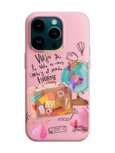 Матовий рожевий чохол на Apple iPhone 14 Pro :: Настрій подорожувати (принт 329)