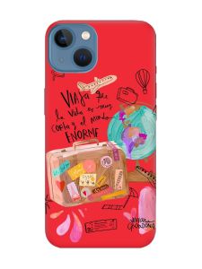 Матовий червоний чохол на Apple iPhone 13 :: Настрій подорожувати (принт 329)