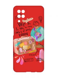 Матовий червоний чохол на Samsung Galaxy A12 :: Настрій подорожувати (принт 329)