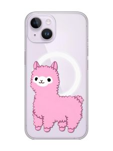 Магнітний чохол на iPhone 14 із підтримкою MagSafe :: Лама рожева (принт 100)