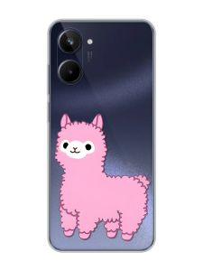 Прозорий чохол на Realme 10 4G :: Лама рожева (принт 100)