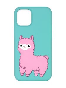 Матовий бірюзовий чохол на Apple iPhone 12/12 Pro (6.1) :: Лама рожева (принт 100)