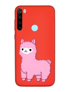 Матовий червоний чохол на Xiaomi Redmi Note 8T :: Лама рожева (принт 100)