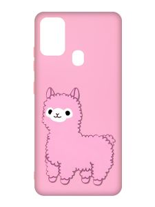 Матовий рожевий чохол на Samsung Galaxy M30s/M21 :: Лама рожева (принт 100)