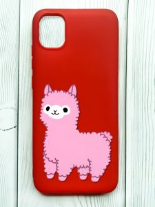 Матовий червоний чохол на Samsung Galaxy A04E/A042 :: Лама рожева (принт 100)