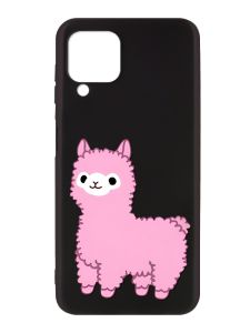 Матовий чорний чохол на Samsung Galaxy A12 :: Лама рожева (принт 100)