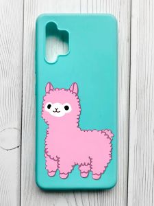 Матовий бірюзовий чохол на Samsung Galaxy A32 :: Лама рожева (принт 100)