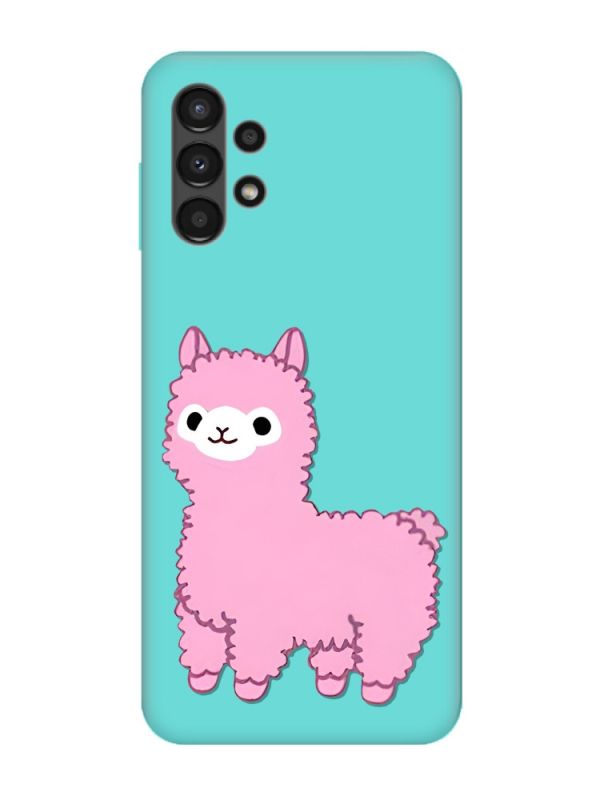 Матовий бірюзовий чохол на Samsung Galaxy A13 4G :: Лама рожева (принт 100)