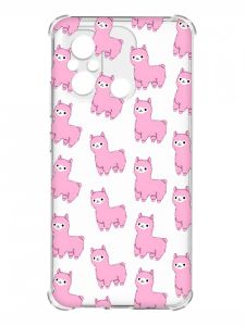 Чохол з потовщеними кутами на Xiaomi Redmi 12C :: Лами рожеві (принт 101)