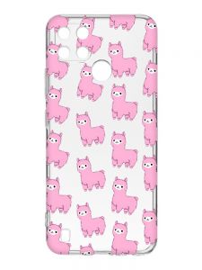 Прозорий чохол на Realme C21Y :: Лами рожеві (принт 101)