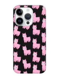Матовий чорний чохол на Apple iPhone 14 Pro :: Лами рожеві (принт 101)