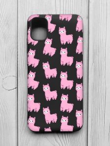 Матовий чорний чохол на Samsung Galaxy A04E/A042 :: Лами рожеві (принт 101)