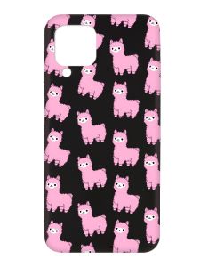 Матовий чорний чохол на Samsung Galaxy A12 :: Лами рожеві (принт 101)