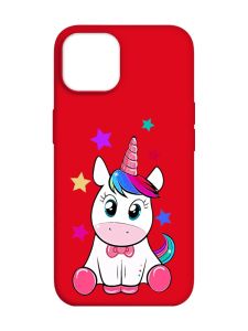 Матовий червоний чохол на Apple iPhone 14 :: Єдиноріг (принт 102)