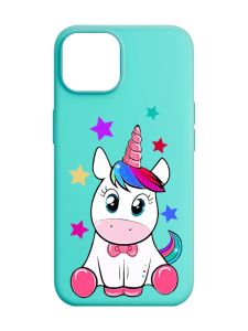 Матовий бірюзовий чохол на Apple iPhone 14 :: Єдиноріг (принт 102)