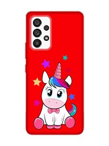 Матовий червоний чохол на Samsung Galaxy A53 4G/5G :: Єдиноріг (принт 102)