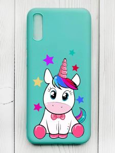 Матовий бірюзовий чохол на Xiaomi Redmi 9А :: Єдиноріг (принт 102)