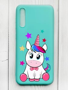 Матовий бірюзовий чохол на Samsung Galaxy А50 (2019) А505F :: Єдиноріг (принт 102)