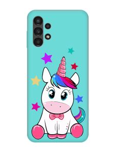 Матовий бірюзовий чохол на Samsung Galaxy A13 4G :: Єдиноріг (принт 102)