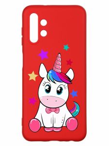Матовий червоний чохол на Samsung A13 4G :: Єдиноріг (принт 102)