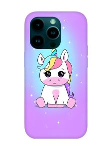 Матовий чохол з бірюзовими боками на Apple iPhone 14 Pro :: Єдиноріг (принт 103)