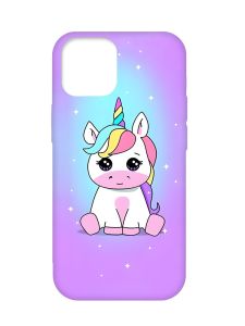 Матовий чохол з бірюзовими боками на Apple iPhone 12 Pro Max :: Єдиноріг (принт 103)