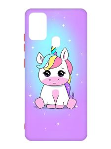 Матовий чохол з червоними боками на Samsung Galaxy M30s/M21 :: Єдиноріг (принт 103)