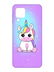 Матовий рожевий чохол на Samsung Galaxy A22 4G/M32/M22 :: Єдиноріг (принт 103)