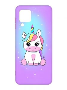 Матовий чохол з червоними боками на Samsung Galaxy A22 4G/M32/M22 :: Єдиноріг (принт 103)